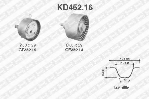 комплект ангренажен ремък KD452.16