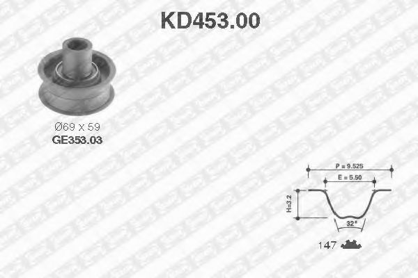 комплект ангренажен ремък KD453.00