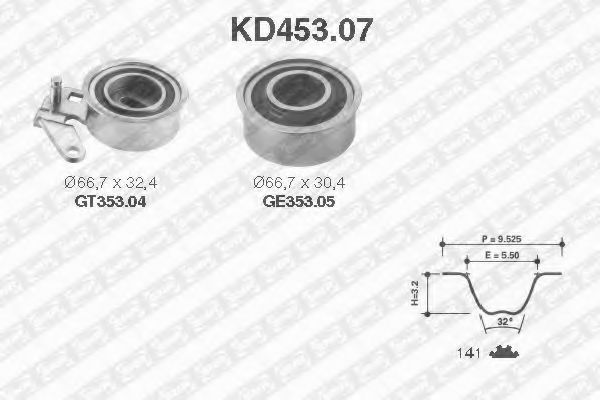 комплект ангренажен ремък KD453.07