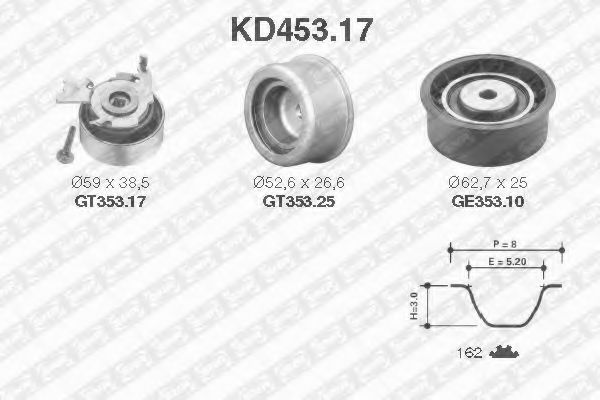 комплект ангренажен ремък KD453.17