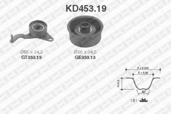 комплект ангренажен ремък KD453.19