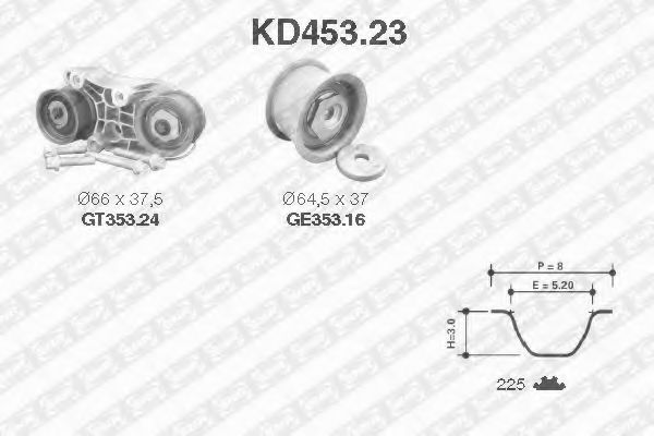 комплект ангренажен ремък KD453.23