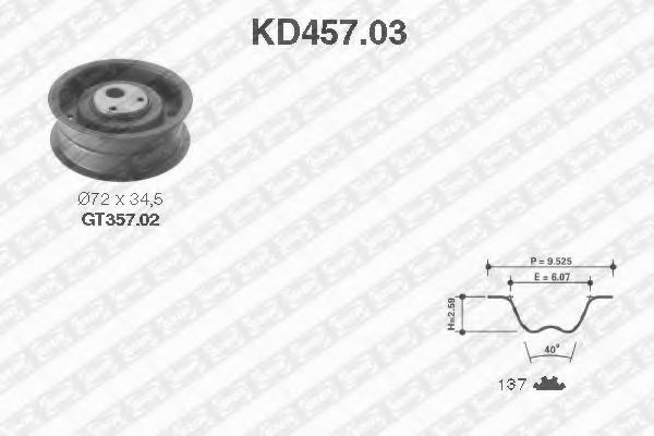 комплект ангренажен ремък KD457.03