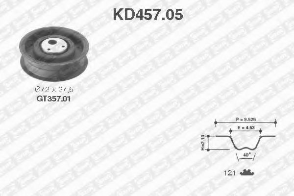 комплект ангренажен ремък KD457.05