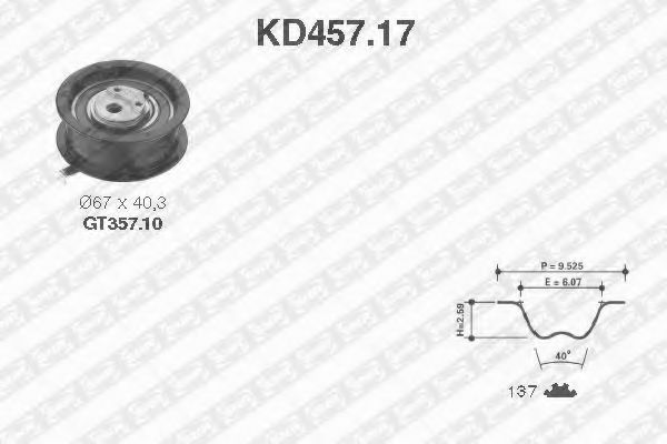 комплект ангренажен ремък KD457.17