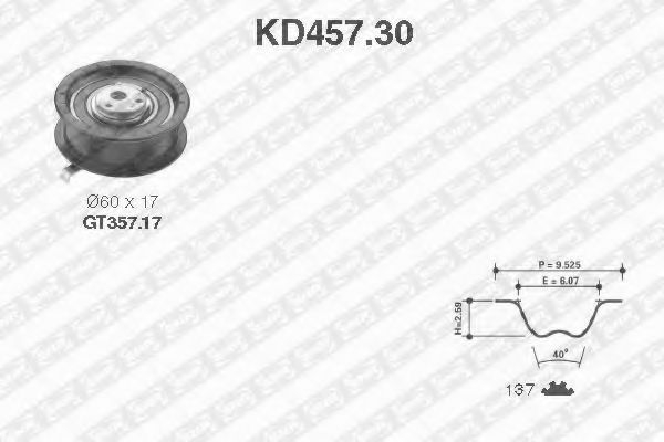 комплект ангренажен ремък KD457.30