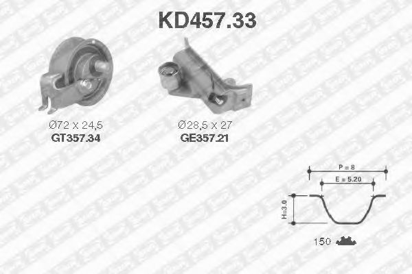комплект ангренажен ремък KD457.33