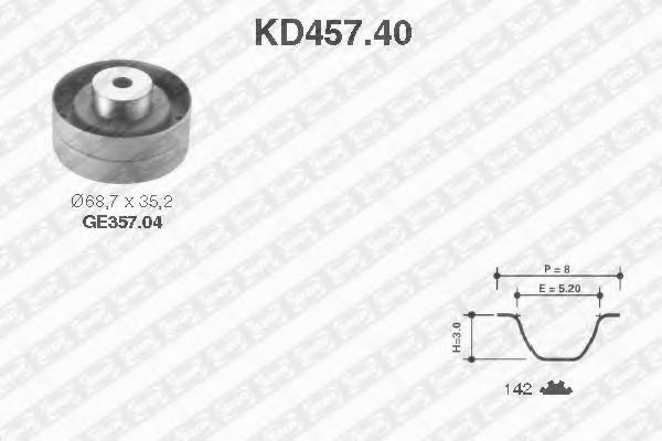 комплект ангренажен ремък KD457.40