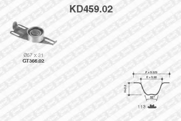 комплект ангренажен ремък KD459.02