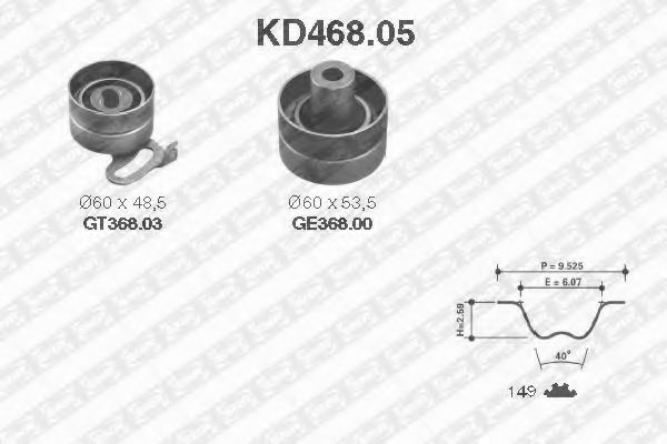 комплект ангренажен ремък KD468.05