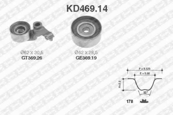 комплект ангренажен ремък KD469.14