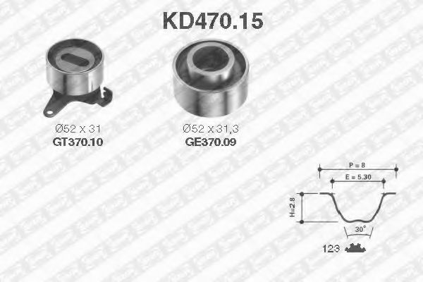 комплект ангренажен ремък KD470.15