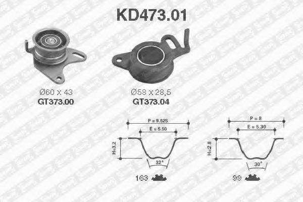 комплект ангренажен ремък KD473.01