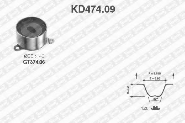 комплект ангренажен ремък KD474.09
