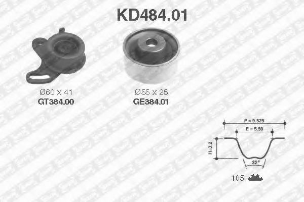 комплект ангренажен ремък KD484.01