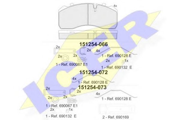 комплект спирачно феродо, дискови спирачки 151254-072