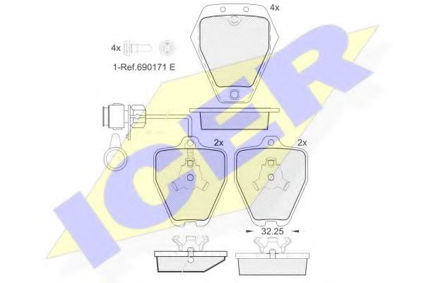 комплект спирачно феродо, дискови спирачки 181693