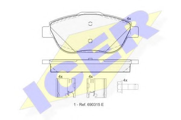 комплект спирачно феродо, дискови спирачки 181925-201