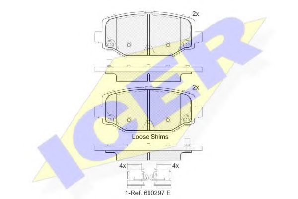 комплект спирачно феродо, дискови спирачки 182053