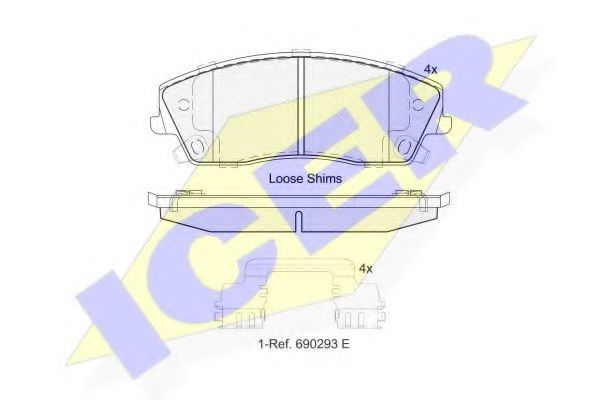 комплект спирачно феродо, дискови спирачки 182067