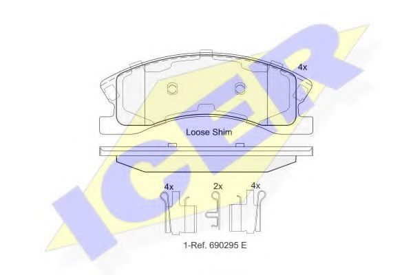 комплект спирачно феродо, дискови спирачки 182075