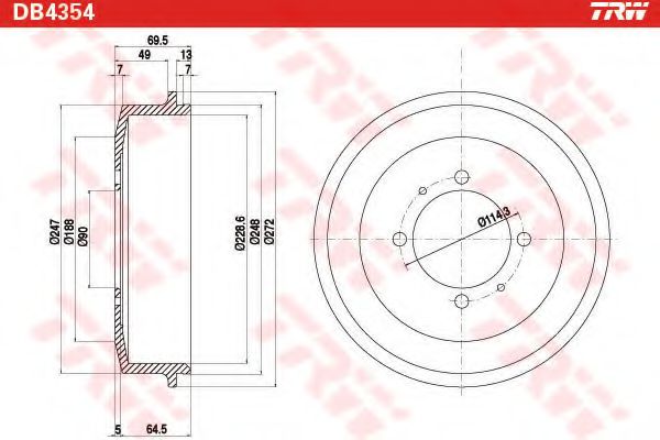спирачен барабан DB4354