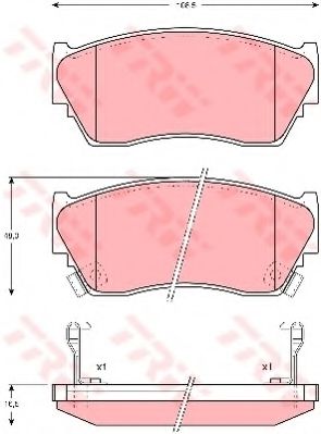 комплект спирачно феродо, дискови спирачки GDB1012