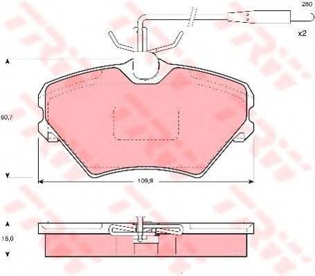 комплект спирачно феродо, дискови спирачки GDB1087