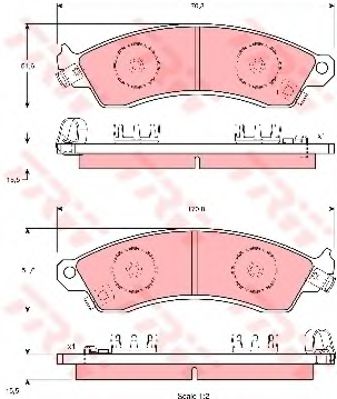 комплект спирачно феродо, дискови спирачки GDB1226