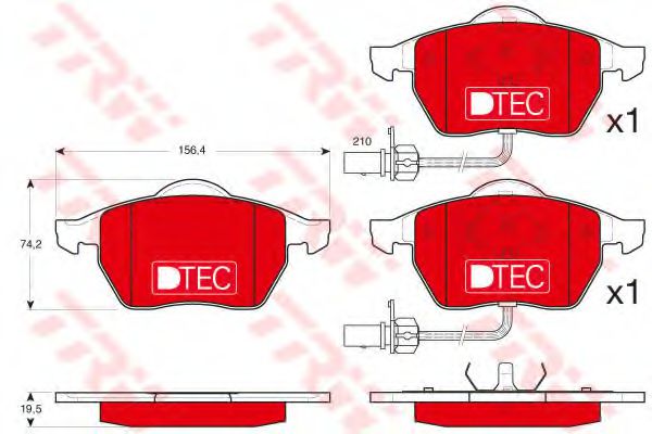 комплект спирачно феродо, дискови спирачки GDB1307DTE