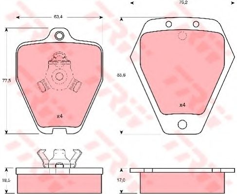 комплект спирачно феродо, дискови спирачки GDB1323
