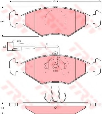 комплект спирачно феродо, дискови спирачки GDB1340