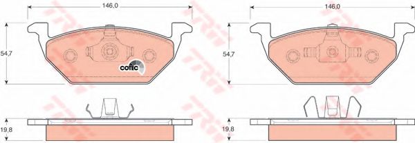 комплект спирачно феродо, дискови спирачки GDB1357