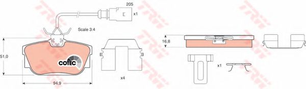 комплект спирачно феродо, дискови спирачки