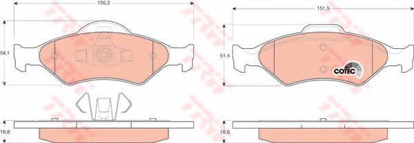 комплект спирачно феродо, дискови спирачки