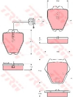 комплект спирачно феродо, дискови спирачки GDB1505