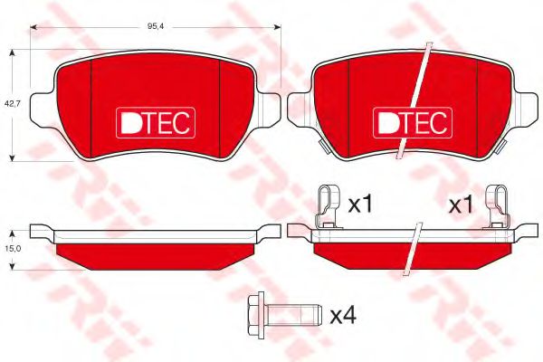 комплект спирачно феродо, дискови спирачки GDB1515DTE