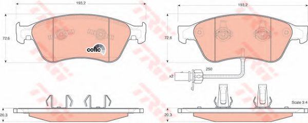 комплект спирачно феродо, дискови спирачки GDB1553