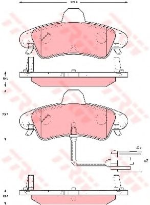 комплект спирачно феродо, дискови спирачки GDB1581