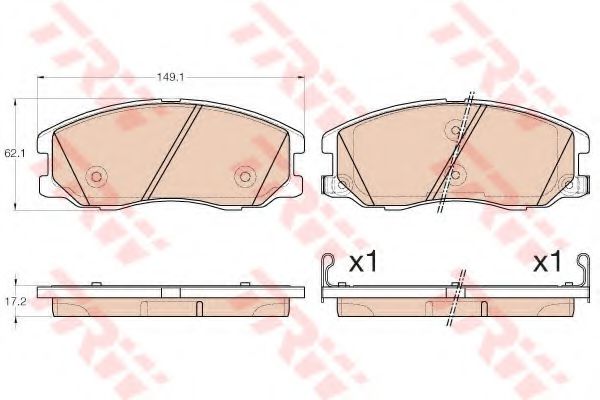 комплект спирачно феродо, дискови спирачки GDB1978