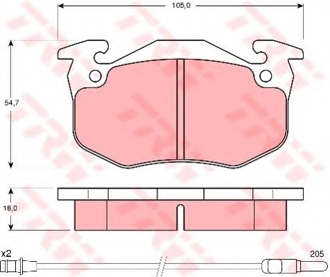 комплект спирачно феродо, дискови спирачки GDB308
