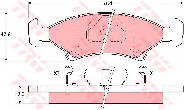 комплект спирачно феродо, дискови спирачки GDB3096