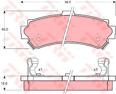 комплект спирачно феродо, дискови спирачки GDB3115
