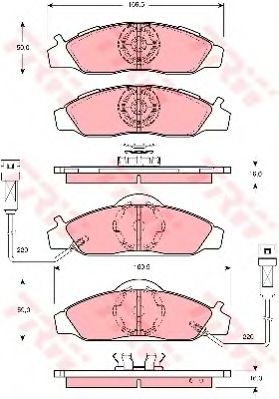 комплект спирачно феродо, дискови спирачки GDB3134