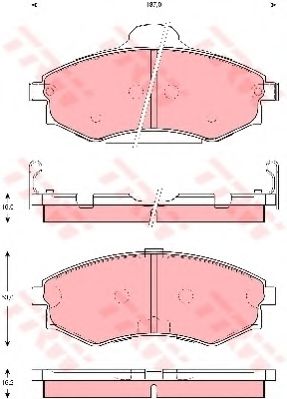 комплект спирачно феродо, дискови спирачки GDB3259