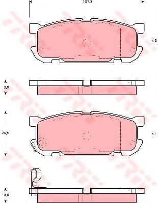 комплект спирачно феродо, дискови спирачки GDB3303