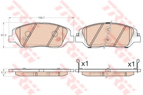 комплект спирачно феродо, дискови спирачки GDB3574