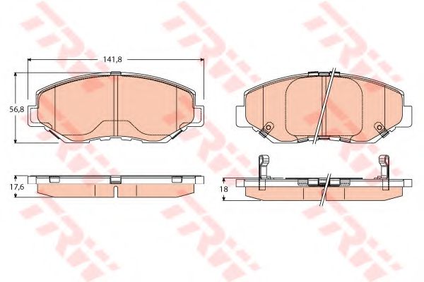 комплект спирачно феродо, дискови спирачки GDB3627
