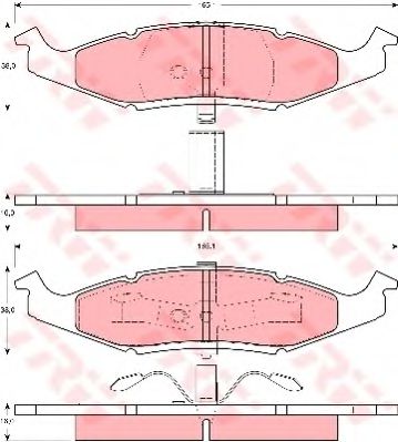 комплект спирачно феродо, дискови спирачки GDB4006