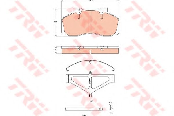 комплект спирачно феродо, дискови спирачки GDB5004